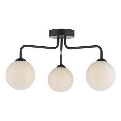 Feya Opal Globe Glass 3 Light Semi-Flush Fitting