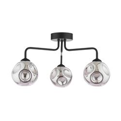 Feya Matt Black And Smoked Glass 3 Light Semi-Flush FEY0322-28