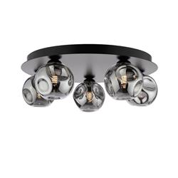 Foley Matt Black And Smoked Glass 5 Light Flush Fitting FOL5422-28