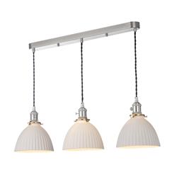 Hadano Large Triple White Ceramic Shades Linear Pendant Fitting