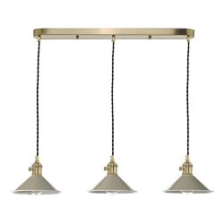 Hadano Triple Natural Brass And Metal Shades Pendant