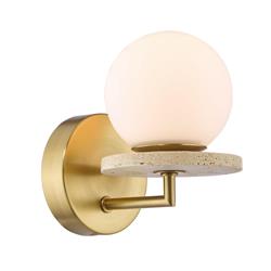 Inaya Natural Brass And White Opal Glass Single Wall Light INA0734
