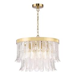 Irisen 6 Light Textured Leaf Designed Glass Pendant