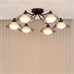 Kadience Satin Black And Smoked Glass 6 Light Semi-Flush KAD0622