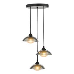 Kadience Satin Black And Smoked Glass Cluster Pendant KAD8822