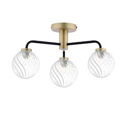 Lainey 3 Light Antique Brass And Matt Black Semi-Flush Ceiling Fitting LAI5354-03