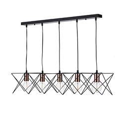 Midi 5 Bar Pendant Matt Black And Copper Bar Pendant MID0522