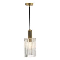 Nikolas Clear Ribbed Cylinder Clear Glass Pendant Fitting