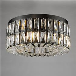 Relena Matt Black And Crystal 4 light Flush Fitting REL0422