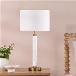 Ruperta Natural Marble With Ivory Drum Shade Table Lamp RUP4263
