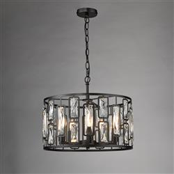 Zoelle Matt Black And Crystal 5 Light Pendant ZOE0522
