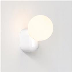 Lyra IP44 Gloss White And Opal Glass Single Bathroom Wall Light 1472001