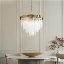 Anistoria 5 Light Brushed Aged Brass Plate And Clear Glass Pendant 115346