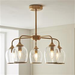 Ashcroft Brushed Aged Brass Plate And Clear Glass Semi Flush