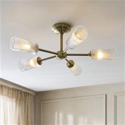 Avelyn 5-Light Antique Brass Semi-Flush Fitting 120757