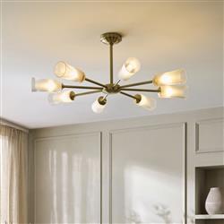 Avelyn 8-Light Antique Brass and Ribbed Glass Pendant 120758