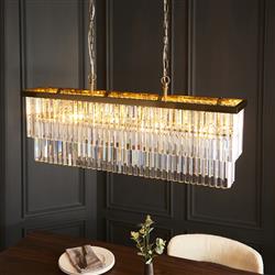 Conaston 4 Light Brushed Aged Brass Plate And Cut Glass Linear Pendant 115950