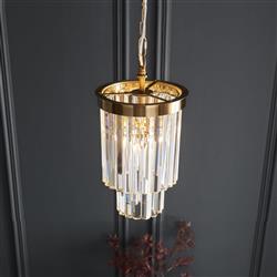 Conaston Brushed Aged Brass Plate And Cut Glass Single Pendant 115455