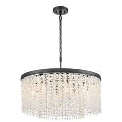 Coral 8 Light Medium Matt Black And Crystal Pendant Fitting FL2502-8