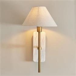 Faro Vintage Brass Plated And Natural Linen Shade Wall Light 