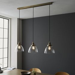 Hansen Three Bar Pendant, Antique Brass & Clear Glass 98114