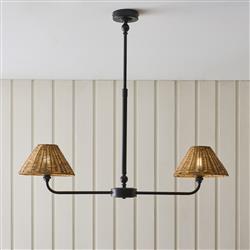 Jericho 2-Light Pendant With Natural Rattan Shades
