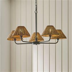 Jericho 5-Light Multi-Pendant With Rattan shades 