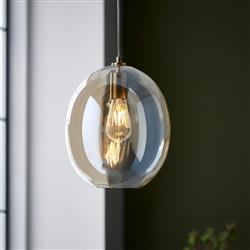 Kelda Satin Brass and Champagne Glass Ceiling Pendant 106678