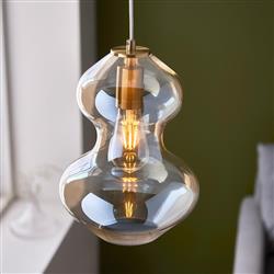 Kelda Satin Brass and Champagne Glass Ceiling Pendant 106681
