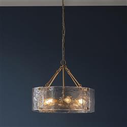 Keller Brushed Aged Brass And Textured Glass 6 Light Pendant 118584