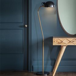 Largo Satin Black and Antique Brass Floor Lamp 95477