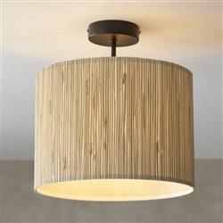 Longshore Semi-Flush Natural Seagrass And Black Ceiling Light 101695