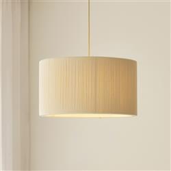 Noah Single Cream and Brushed Brass Pendant 120011