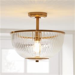 Somerset Vintage Brass And Ribbed Clear Glass Uplighter Fitting 118750