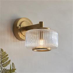 Stamford Brushed Aged Brass And Ribbed Glass Wall Light 120633