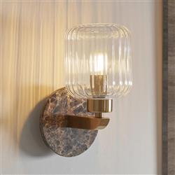 Travi Marble And Vintage Brass Single Wall Mounted Light