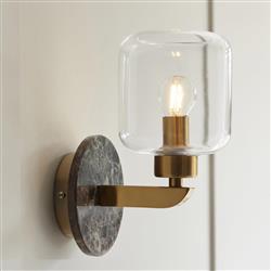 Travi Vintage Brass And Marble Single Wall Light