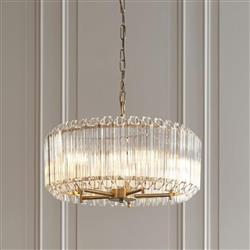 Valentina Brushed Aged Brass Plate And Hexagonal Glass Pendant 117515