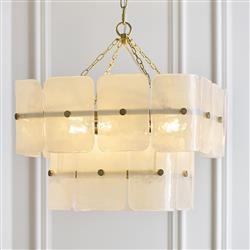 Venice 4-Light Aged Brass with textured Glass Pendant