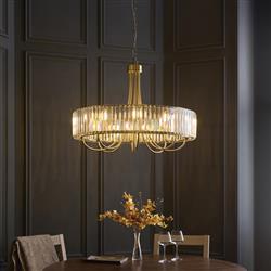 Visconti Antique Brass Plate Eight Light Ceiling Pendant 119611