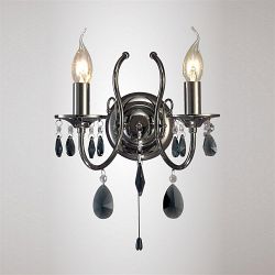 Luna 2 Arm Black Chrome Wall Light IL30902