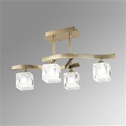 Cuadrax Antique Brass 4 Light Semi-Flush Fitting M0967AB/FR 
