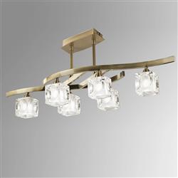 Cuadrax Antique Brass 6 Light Semi-Flush Fitting M2357AB/FR