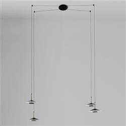 Orion 4-Way Long-Drop Black and Brass LED Pendant M7307
