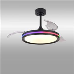 Rafaga LED White And RGB Dimmable Retractable Blade Ceiling Fan 
