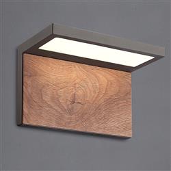 Ruka Anthracite and Wood Effect IP65 LED Wall Light M6770
