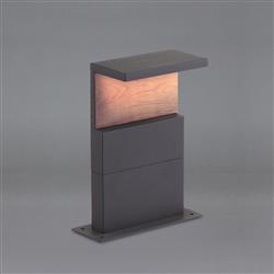 Ruka Small Anthracite and Wood Effect IP54 LED Post M6771