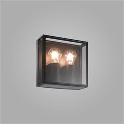 Verbier IP65 Black Square Upward Facing Double Outdoor Wall Light M7066