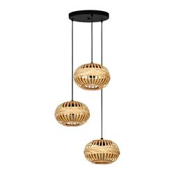Amsfield 1 Black And Wood Triple Ceiling Pendant 43864
