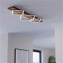 Boyal Large Black And Wood LED Three Light Flush Fitting 